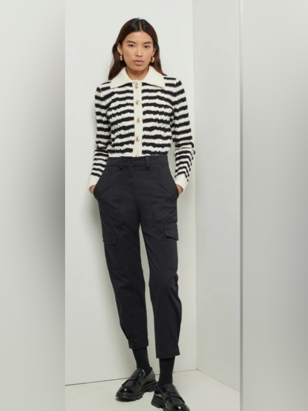 Derek Lam 10 Crosby Elian Utility Cargo Tapered Pants Black Size 6